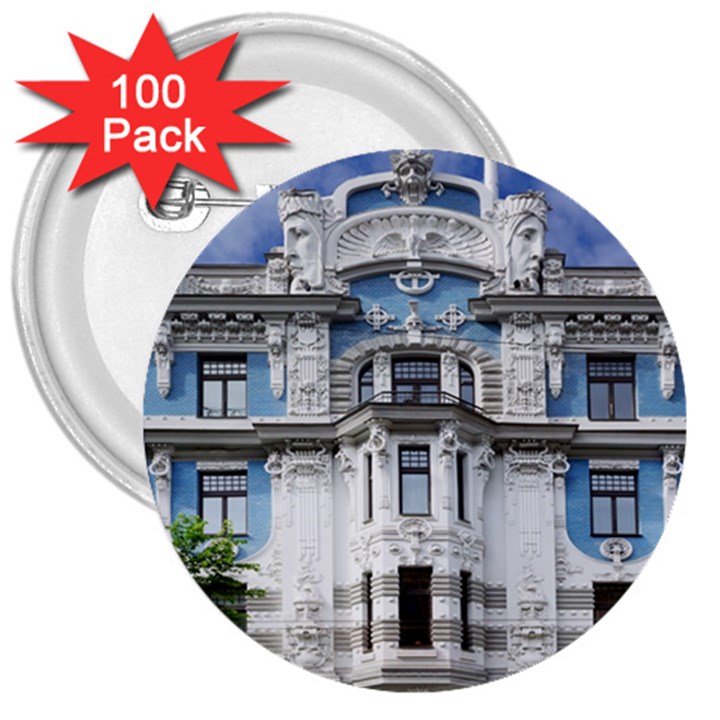 Squad Latvia Architecture 3  Buttons (100 pack) 