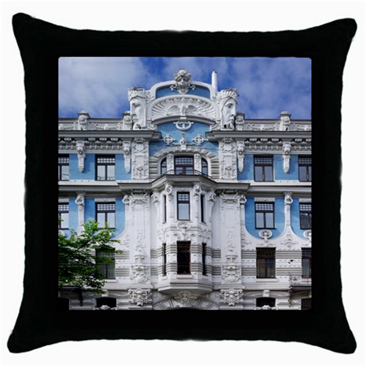 Squad Latvia Architecture Throw Pillow Case (Black)