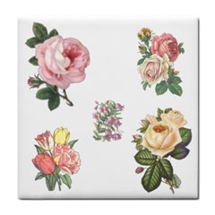 Rose Flowers Campanula Bellflower Tile Coasters by Celenk