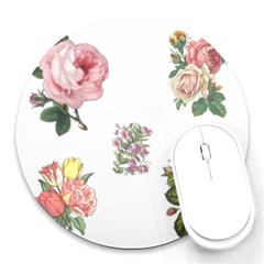 Rose Flowers Campanula Bellflower Round Mousepads by Celenk