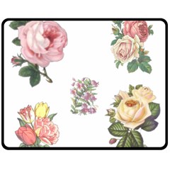 Rose Flowers Campanula Bellflower Fleece Blanket (medium)  by Celenk