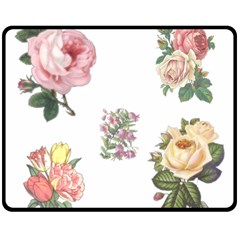 Rose Flowers Campanula Bellflower Double Sided Fleece Blanket (medium)  by Celenk