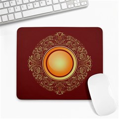 Badge Gilding Sun Red Oriental Large Mousepads by Celenk