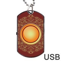 Badge Gilding Sun Red Oriental Dog Tag Usb Flash (two Sides) by Celenk