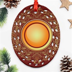 Badge Gilding Sun Red Oriental Oval Filigree Ornament (two Sides) by Celenk