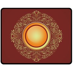 Badge Gilding Sun Red Oriental Double Sided Fleece Blanket (medium)  by Celenk