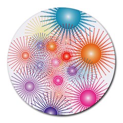 Stars Fireworks Colors Round Mousepads by Celenk