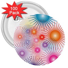 Stars Fireworks Colors 3  Buttons (100 Pack)  by Celenk