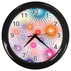 Stars Fireworks Colors Wall Clocks (black) by Celenk