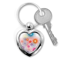 Stars Fireworks Colors Key Chains (heart)  by Celenk