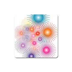 Stars Fireworks Colors Square Magnet by Celenk