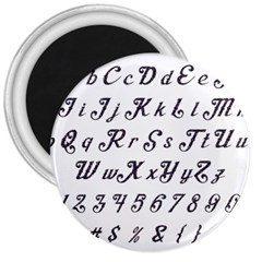 Font Lettering Alphabet Writing 3  Magnets by Celenk