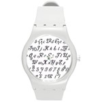 Font Lettering Alphabet Writing Round Plastic Sport Watch (M) Front