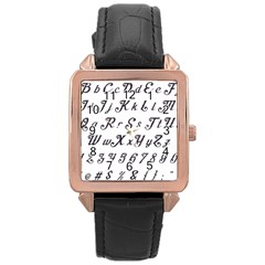 Font Lettering Alphabet Writing Rose Gold Leather Watch  by Celenk