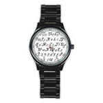 Font Lettering Alphabet Writing Stainless Steel Round Watch Front