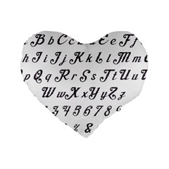 Font Lettering Alphabet Writing Standard 16  Premium Flano Heart Shape Cushions by Celenk