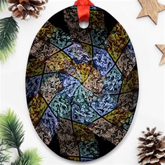 Multi Color Tile Twirl Octagon Oval Ornament (two Sides) by Celenk