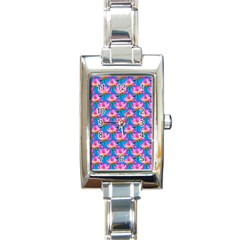 Seamless Flower Pattern Colorful Rectangle Italian Charm Watch by Celenk