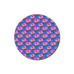 Seamless Flower Pattern Colorful Rubber Round Coaster (4 Pack)  by Celenk