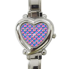 Seamless Flower Pattern Colorful Heart Italian Charm Watch by Celenk