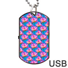 Seamless Flower Pattern Colorful Dog Tag Usb Flash (one Side) by Celenk