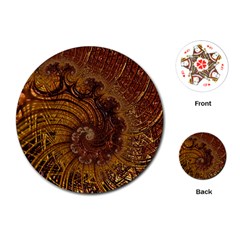 Copper Caramel Swirls Abstract Art Playing Cards (round)  by Celenk