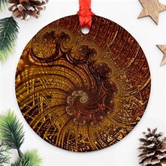 Copper Caramel Swirls Abstract Art Round Ornament (two Sides) by Celenk