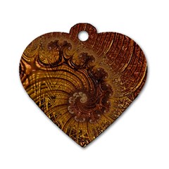 Copper Caramel Swirls Abstract Art Dog Tag Heart (two Sides) by Celenk