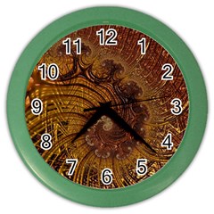 Copper Caramel Swirls Abstract Art Color Wall Clocks by Celenk