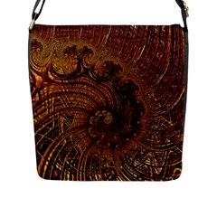 Copper Caramel Swirls Abstract Art Flap Messenger Bag (l)  by Celenk