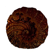 Copper Caramel Swirls Abstract Art Standard 15  Premium Flano Round Cushions by Celenk