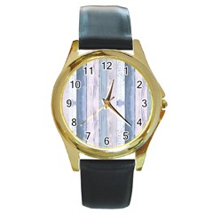 Plank Pattern Image Organization Round Gold Metal Watch by Celenk