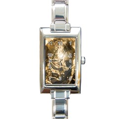 Gold Sea Coast Waves Depier Rectangle Italian Charm Watch by Celenk