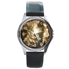 Gold Sea Coast Waves Depier Round Metal Watch by Celenk