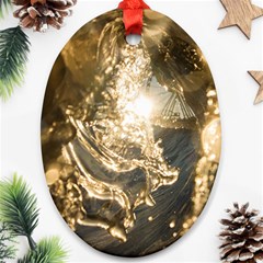 Gold Sea Coast Waves Depier Ornament (oval) by Celenk