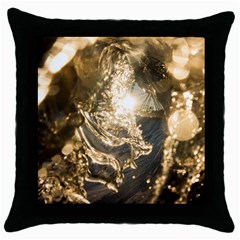 Gold Sea Coast Waves Depier Throw Pillow Case (black) by Celenk