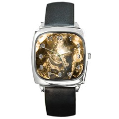 Gold Sea Coast Waves Depier Square Metal Watch by Celenk