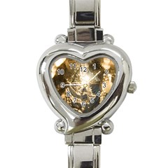 Gold Sea Coast Waves Depier Heart Italian Charm Watch by Celenk