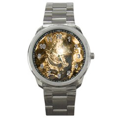 Gold Sea Coast Waves Depier Sport Metal Watch by Celenk