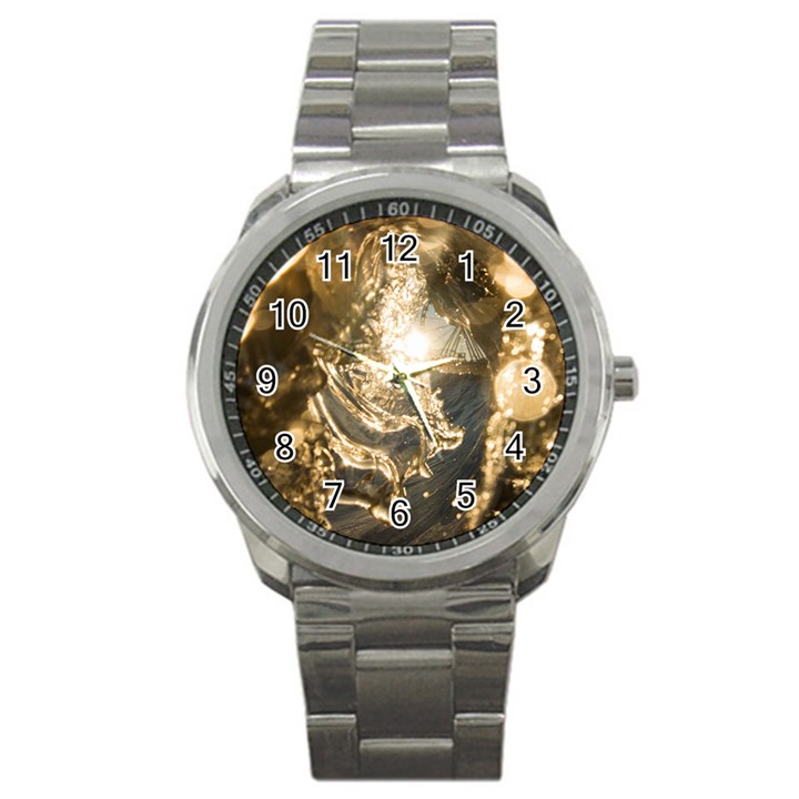 Gold Sea Coast Waves Depier Sport Metal Watch