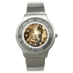 Gold Sea Coast Waves Depier Stainless Steel Watch by Celenk