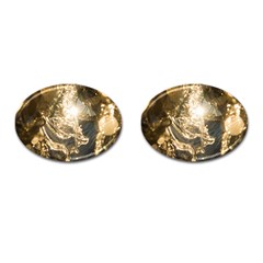 Gold Sea Coast Waves Depier Cufflinks (oval) by Celenk