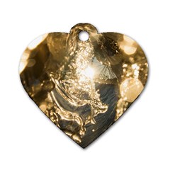 Gold Sea Coast Waves Depier Dog Tag Heart (two Sides) by Celenk