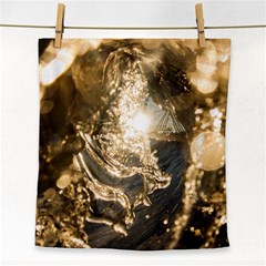 Gold Sea Coast Waves Depier Face Towel by Celenk