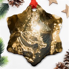 Gold Sea Coast Waves Depier Ornament (snowflake) by Celenk