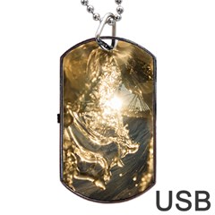 Gold Sea Coast Waves Depier Dog Tag Usb Flash (one Side) by Celenk