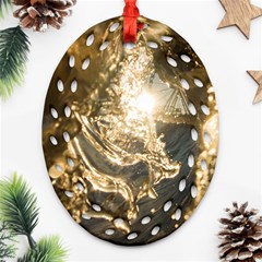 Gold Sea Coast Waves Depier Ornament (oval Filigree) by Celenk