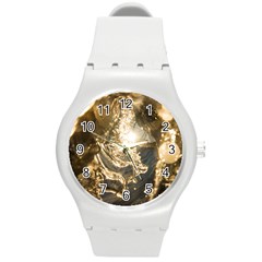 Gold Sea Coast Waves Depier Round Plastic Sport Watch (m) by Celenk