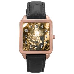 Gold Sea Coast Waves Depier Rose Gold Leather Watch  by Celenk