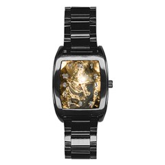 Gold Sea Coast Waves Depier Stainless Steel Barrel Watch by Celenk